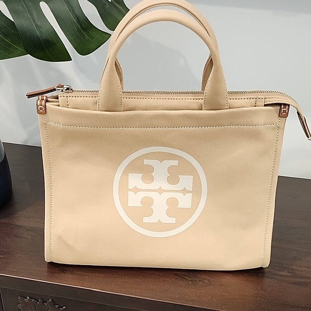 Tory Burch Canvas Top Handle With Optional Crossbody Strap